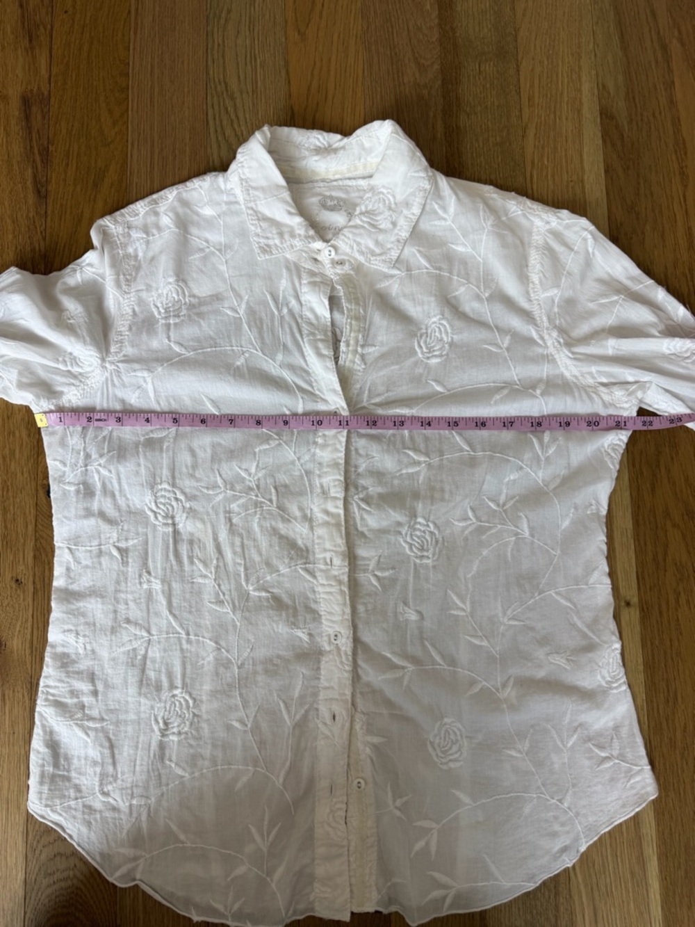 🤍 Cino White Floral Embroidered Button-Down Blouse XS 🤍 - Picture 12 of 13